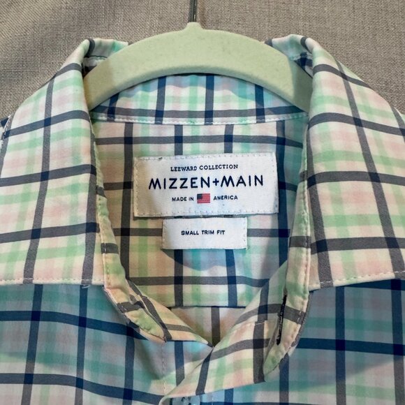 Mizzen+Main Leeward Collection Dress Shirt Pastel Plaid Performance Fabric Small - Picture 2 of 9